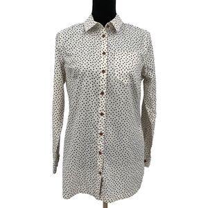 Duluth Trading Hemp Organic Cotton Button Front‎ Tunic-Wm’s Sz XSmall Grey/White